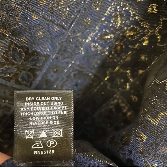 Lafayette 148 New York Navy and Gold Medallion Pant Size 12 - Picture 6 of 6